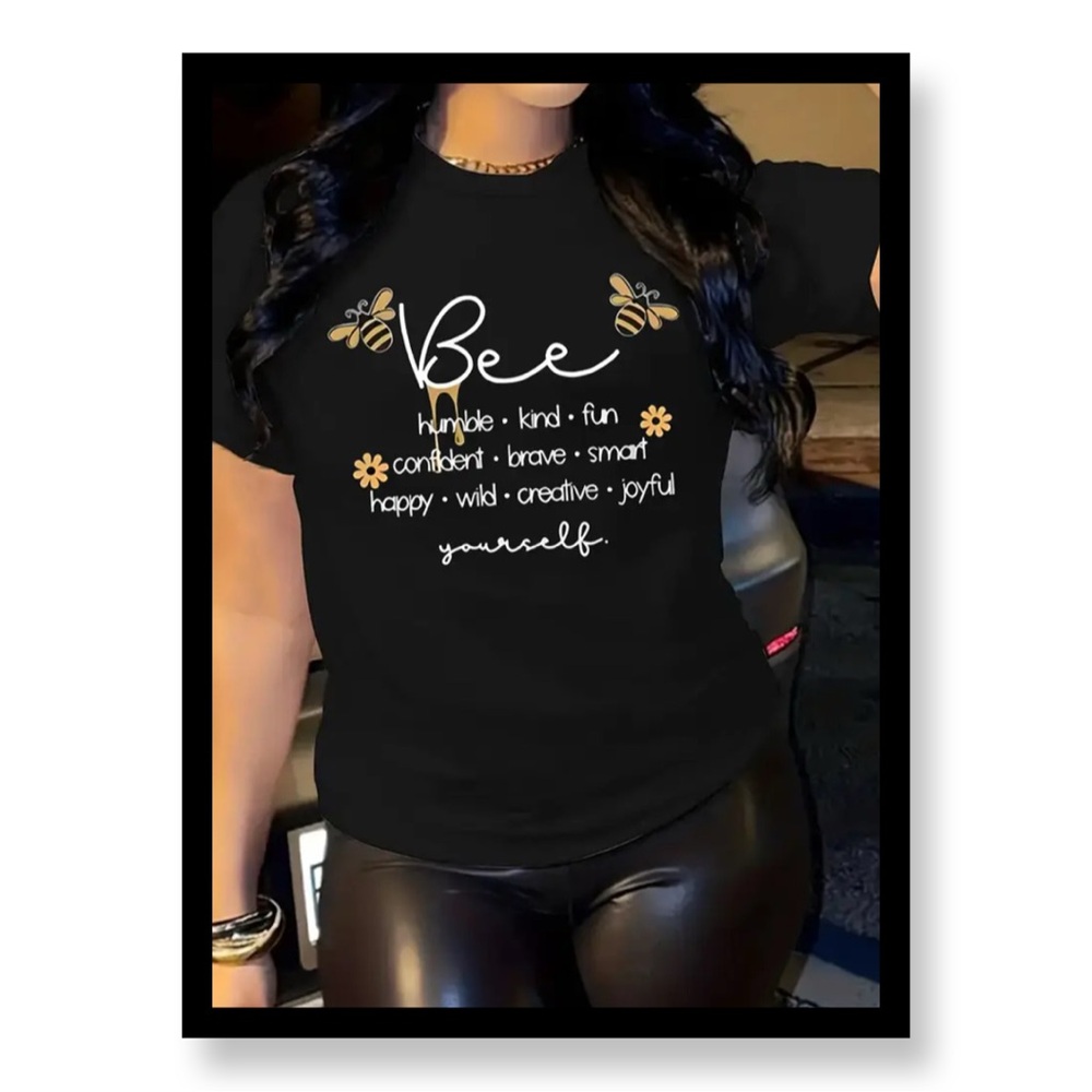 1pc Women'S Plus Size Inspirational Bee Graphic T-Shirt